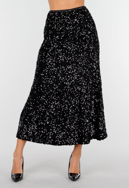 OP=OP.! Zwarte Pailletten Midi Rok