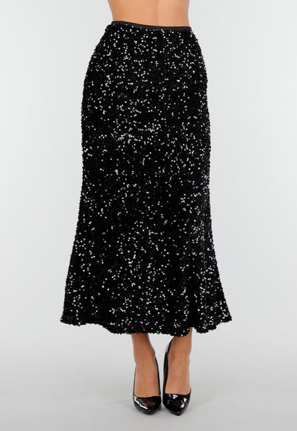 OP=OP.! Zwarte Pailletten Midi Rok
