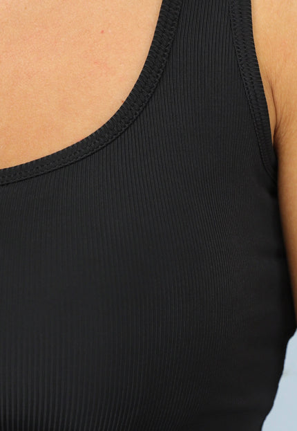 OP=OP.! Zwarte Rib Tanktop met Pads