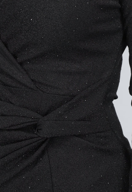 OP=OP.! Zwarte Strass Twist Jurk met Kraagje