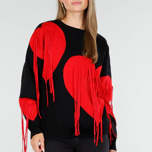 OP=OP.! Zwarte Sweater met Rode Hartjes