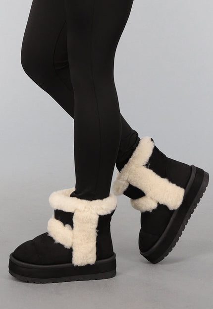 OP=OP.! Zwarte Teddy Boots met Dikke Zool