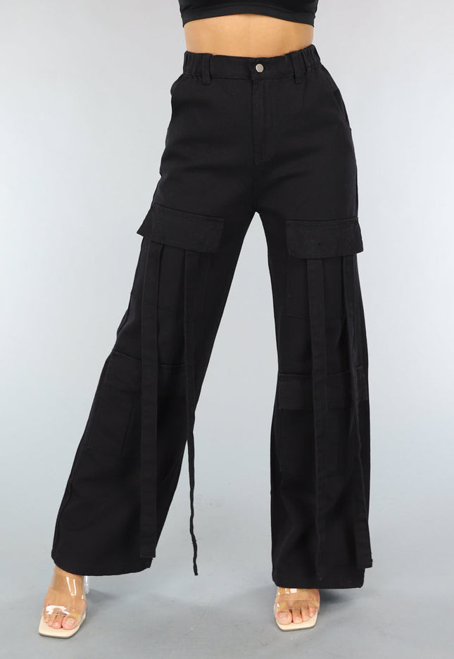 OP=OP.! Zwarte Utility Broek met Straps