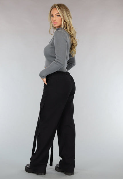 OP=OP.! Zwarte Utility Broek met Straps