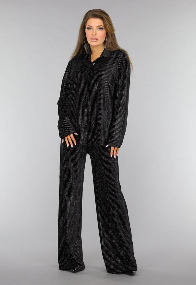 OP=OP.! Zwarte Velvet Glitter Two Piece