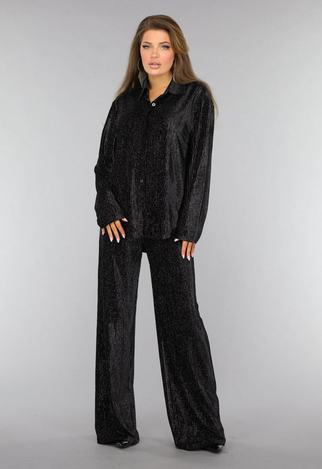 OP=OP.! Zwarte Velvet Glitter Two Piece