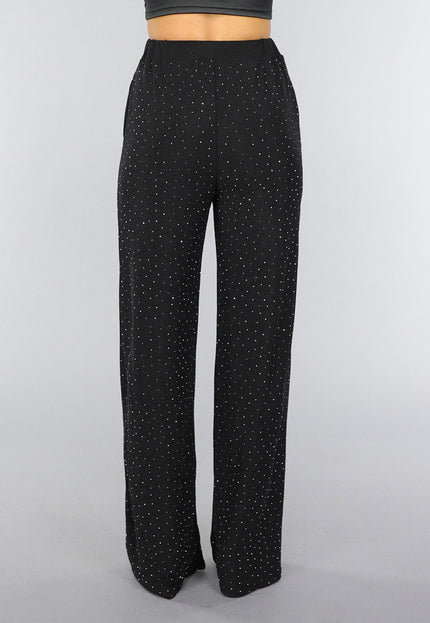 OP=OP.! Zwarte Wide Leg Glitter Broek