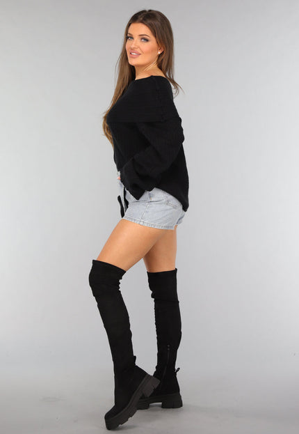 OP=OP! Zwarte Zachte Off Shoulder Trui