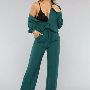 OP=OP.01.S Donkergroene 2-delige Set met Blouse