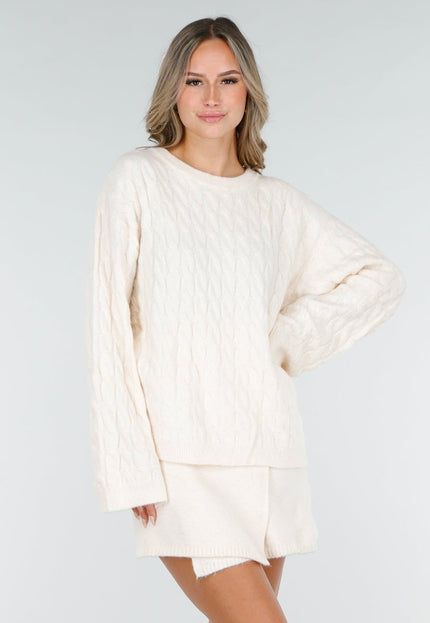 OP=OP.02.NL Beige Oversized Stretch Kabeltrui
