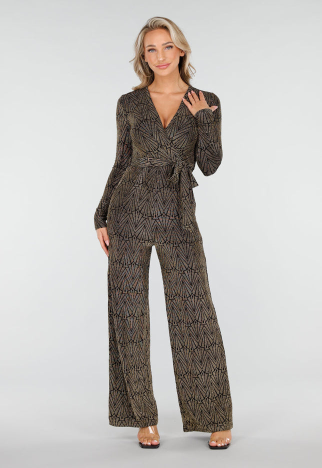 OP=OP.03.NL Gouden Jumpsuit met Glitterprint