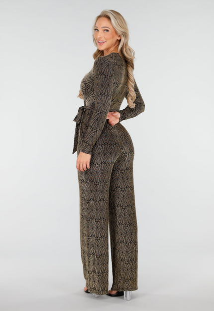 OP=OP.03.NL Gouden Jumpsuit met Glitterprint