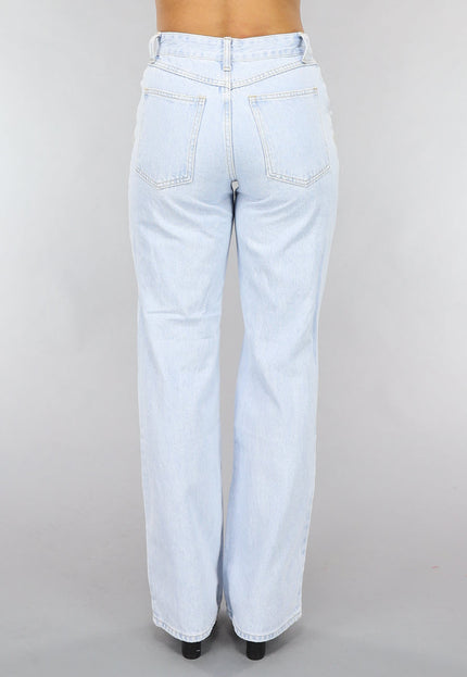 OP=OP.03.S Lichtblauwe Wijde Jeans met Knie Scheuren