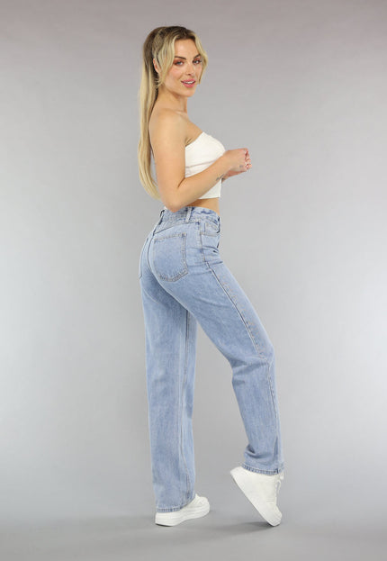 OP=OP.04.NL Lichtblauwe Washed Mom Fit Spijkerbroek