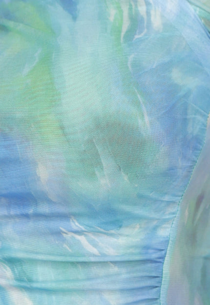 OP=OP.05.NL Blauwe Print Overslag Top met Lange Mouwen