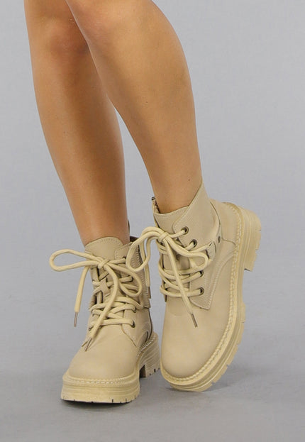 OP=OP.05.S Beige Matte Lederlook Enkellaars