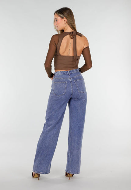 OP=OP.06.NL Bruine One Shoulder Mesh Top