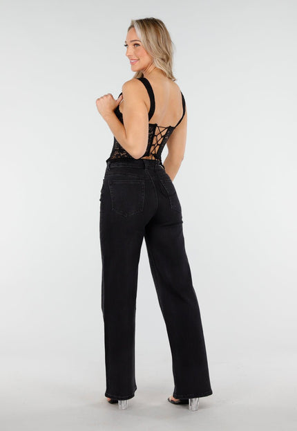 OP=OP.06.NL Zwarte Kanten Corset Top met Cups