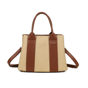 OP=OP.07.NL Beige Handtas met Bruine Accenten