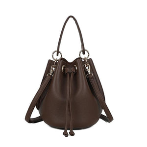 OP=OP.07.NL Bruine Bucket Bag met Trekkoord