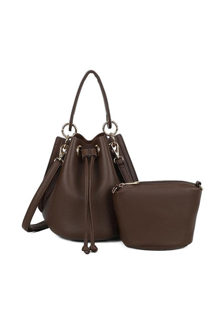 OP=OP.07.NL Bruine Bucket Bag met Trekkoord