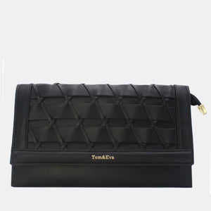 OP=OP.07.NL Clutch in Zwart Gevlochten Leer