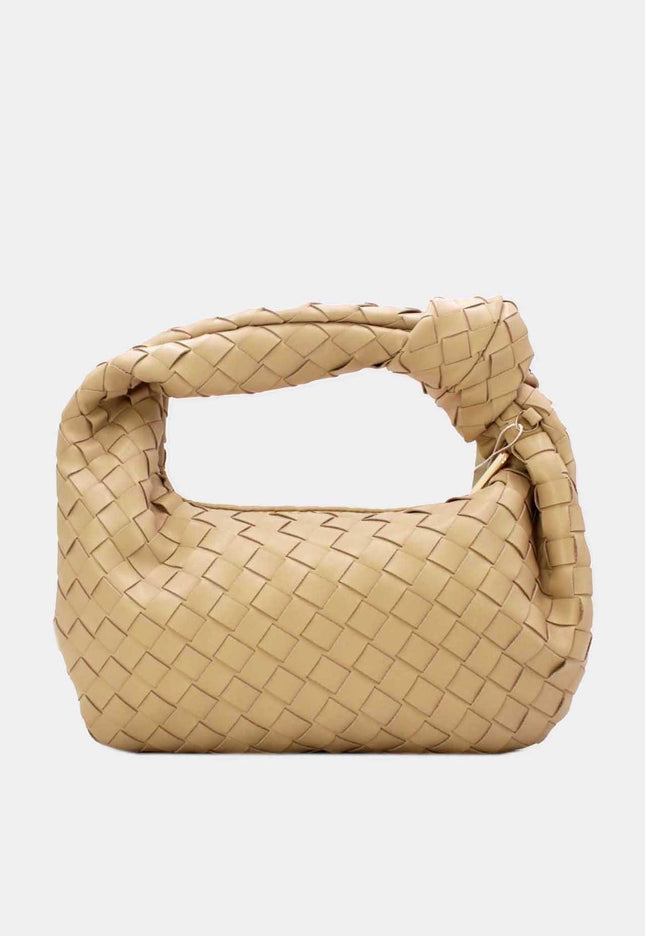 OP=OP.07.NL Schoudertas in Beige Gevlochten Leer