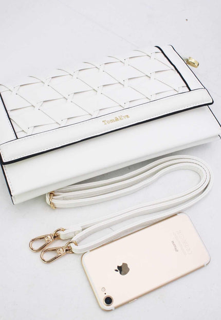 OP=OP.07.NL Witte Clutch met Schouderband
