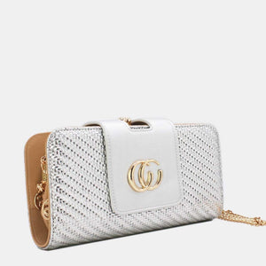 OP=OP.07.NL Zilveren Clutch met Gouden Chain