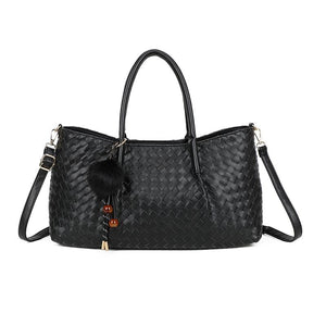 OP=OP.07.NL Zwarte Shopper Tas Gevlochten