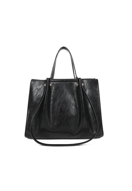 OP=OP.07.NL Zwarte Shopper Tas met Hengsels