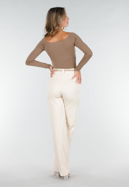 OP=OP.08.NL Camel Top met Plooidetail