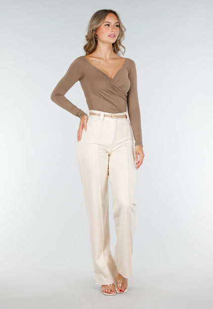 OP=OP.08.NL Camel Top met Plooidetail