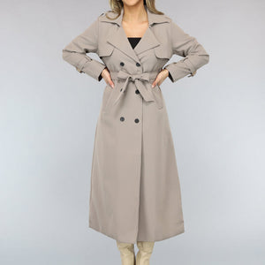 OP=OP.08.S Taupe Trenchcoat met Tailleband