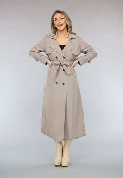 OP=OP.08.S Taupe Trenchcoat met Tailleband