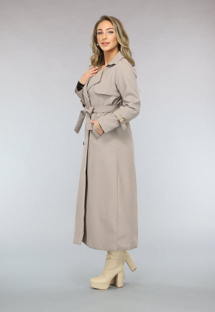 OP=OP.08.S Taupe Trenchcoat met Tailleband