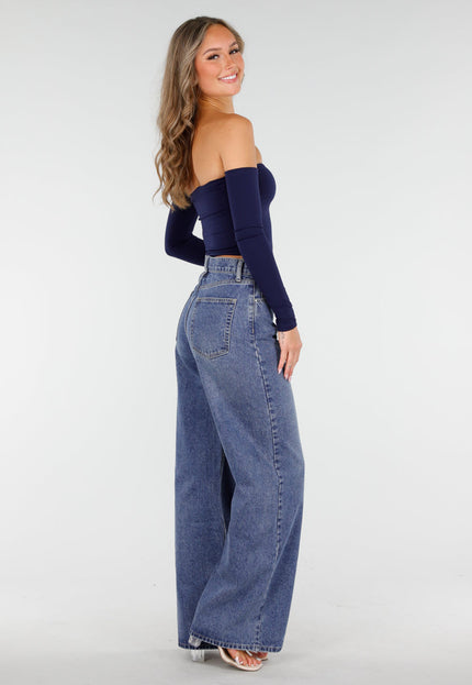OP=OP.09.NL Donkerblauwe Wide Leg Jeans