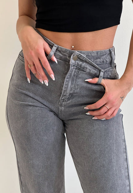 OP=OP.09.NL Grijze Straight Stretch Jeans