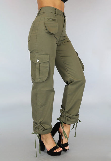 OP=OP.09.NL Tall Legergroene Straight Leg Cargo