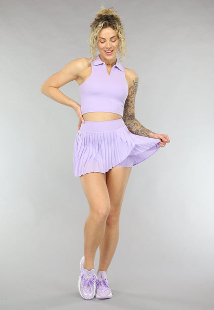 OP=OP! Geplooid Lila Plissé Rokje met Ingewerkt Broekje