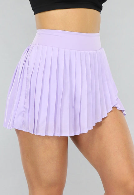 OP=OP! Geplooid Lila Plissé Rokje met Ingewerkt Broekje