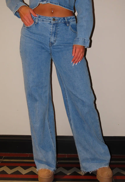OP=OP.10.NL Lichtblauwe Stretch Wide Leg Jeans