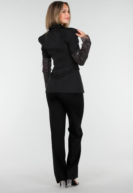 OP=OP.10.NL Zwarte Blazer met Glittermouwen