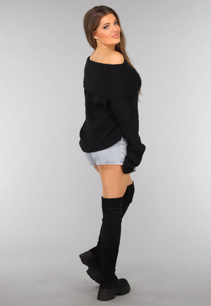OP=OP! Zwarte Zachte Off Shoulder Trui