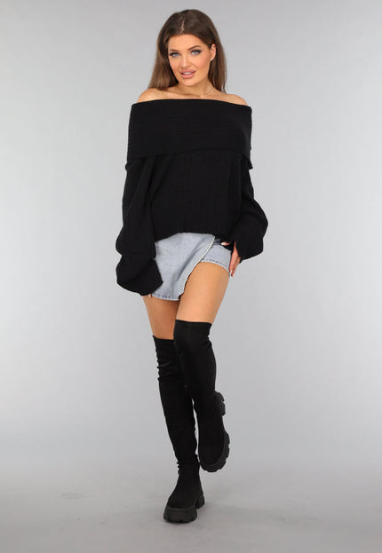 OP=OP! Zwarte Zachte Off Shoulder Trui