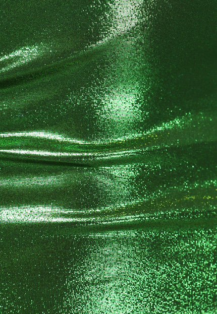 OP=OP.11.NL Metallic Groene One Shoulder Jurk
