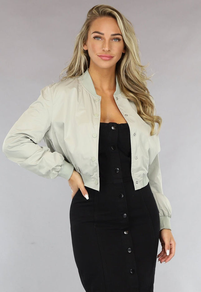 OP=OP.11.NL Salie Groene Cropped Bomber Jacket