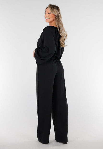 OP=OP.11.S Zwart Geknoopte Blouse met V-hals