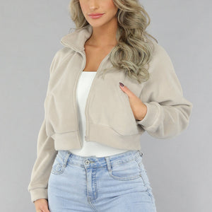 OP=OP! Cropped Fleece Vest met Hoge Kraag