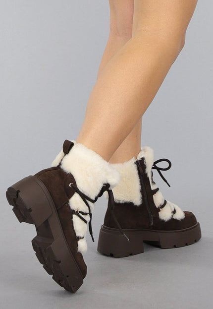 OP=OP! Donkerbruine Sneeuw Laarsjes met Imitatiebont